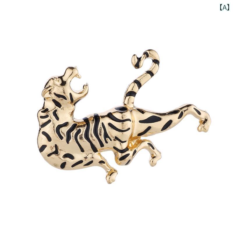 ブローチ メンズ 男性用 トラ 虎 アニマル 動物 バッジ スーツ ジャケット ラペル...