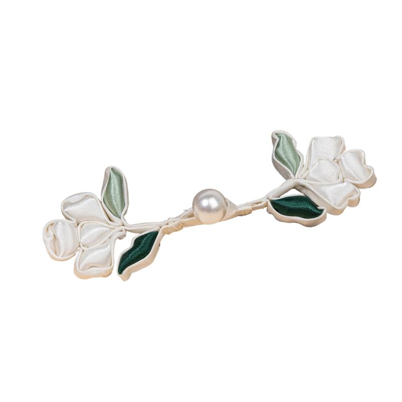 ボタン レディース 釦 中華風 漢服 チャイナドレス 唐装 留め具 花形 フラワーモチーフ フォーマル ハンドメイド 装飾用 高級感 サテン 布包み くるみ シャツ パーツ アンズ ダークグリーン イエロー