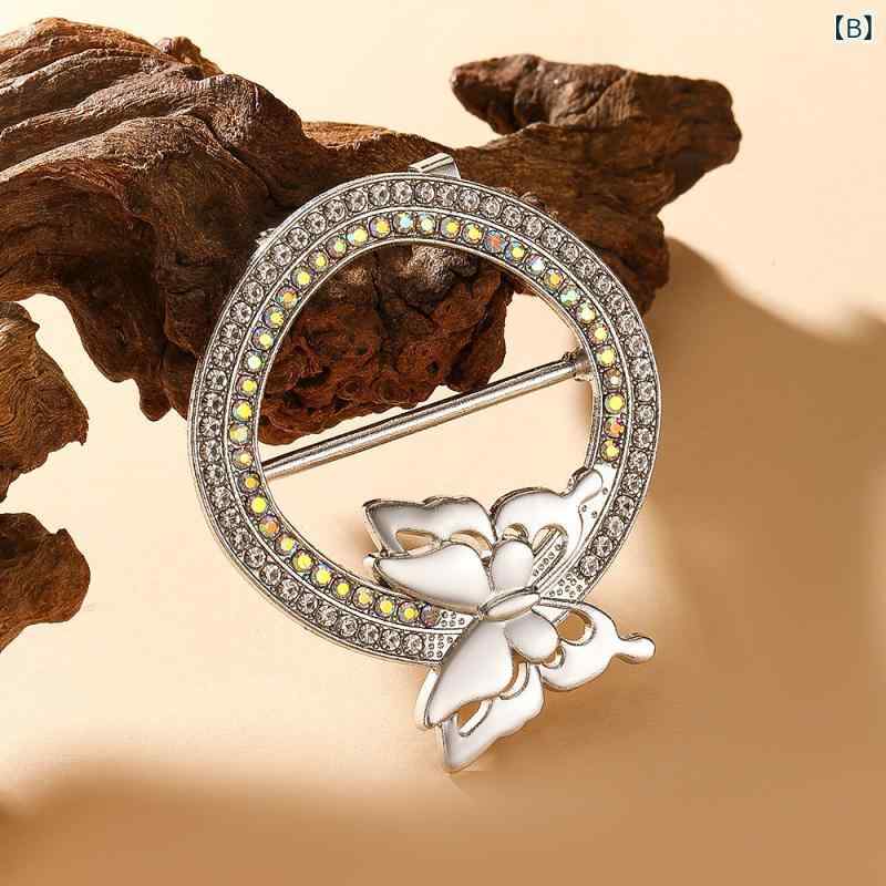 ブローチ メンズ レディース Tシャツ 裾 結び バックル スカーフ留め ウエスト 調整 クリップ 固定 高級感 電気メッキ加工 ジルコニア 合金 かわいい 華やか バタフライ リボン パーティー ゴールド シルバー 春夏