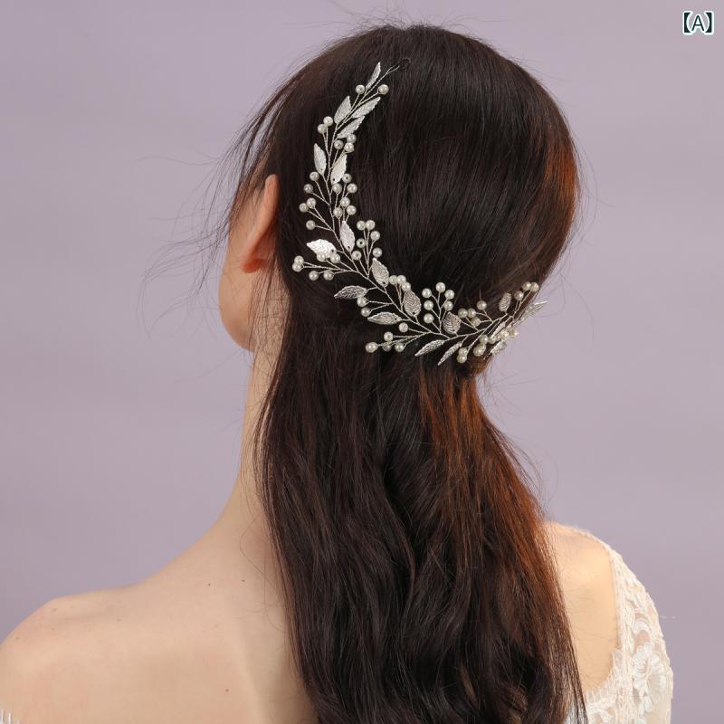 カチューシャ レディース ヘアアクセサリー ヘッドドレス 髪飾り シルバー リーフ ...