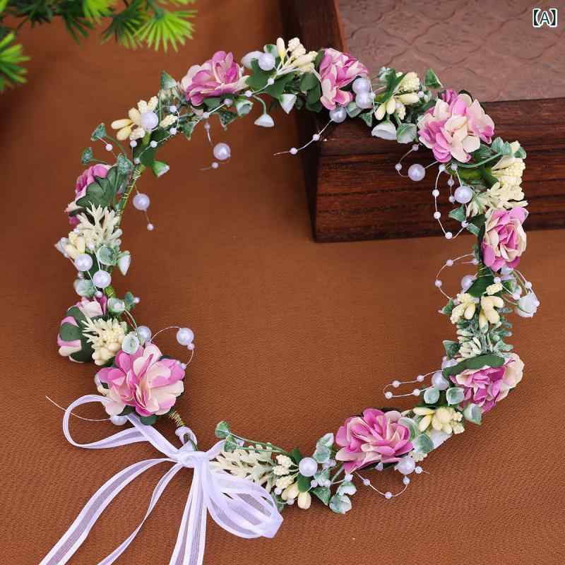 花冠 レディース ヘアアクセサリー カチューシャ ヘッドドレス 造花 フェイクフラ...