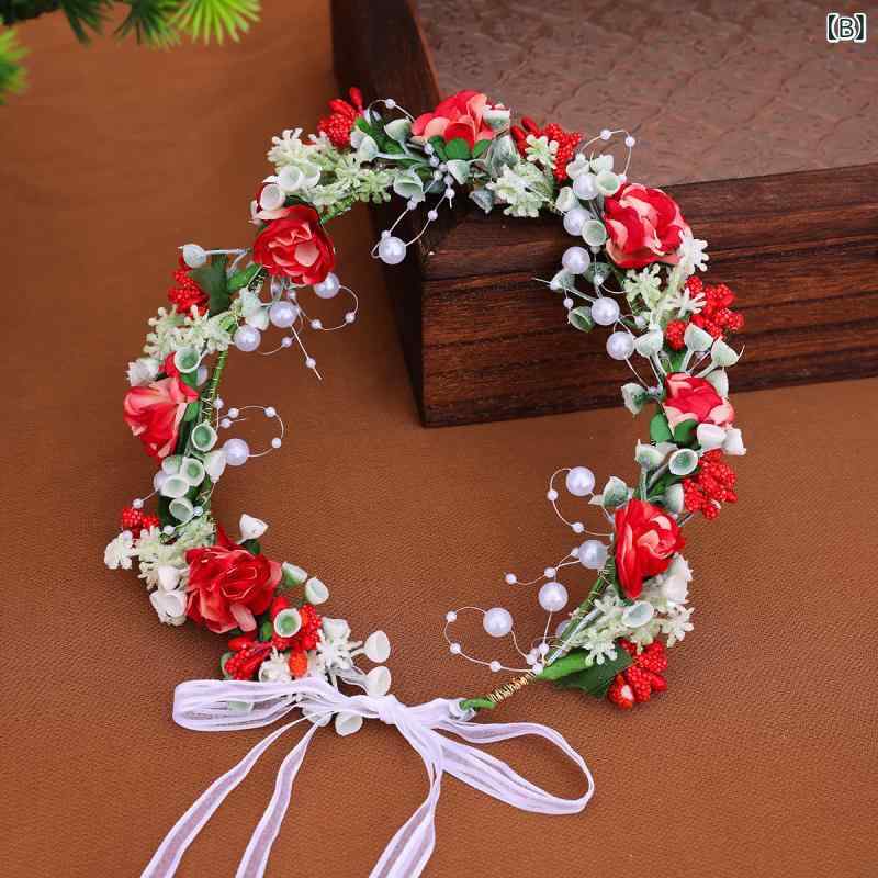 花冠 レディース ヘアアクセサリー カチューシャ ヘッドドレス 造花 フェイクフラ...