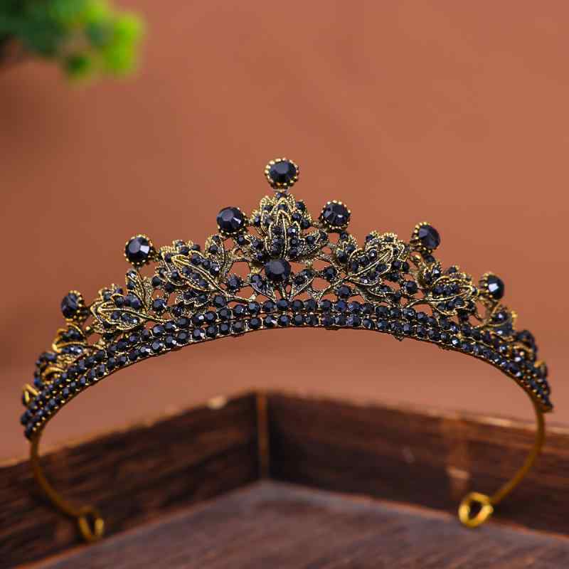 ティアラ レディース 王冠 カチューシャ ヘアアクセサリー 欧米風 合金 ラインストーン ジルコニア プリンセス 結婚式 発表会 ゴージャス 電気メッキ加工 ブラック ゴールド シルバー 春夏 エレガント ヘッドドレス 髪飾り
