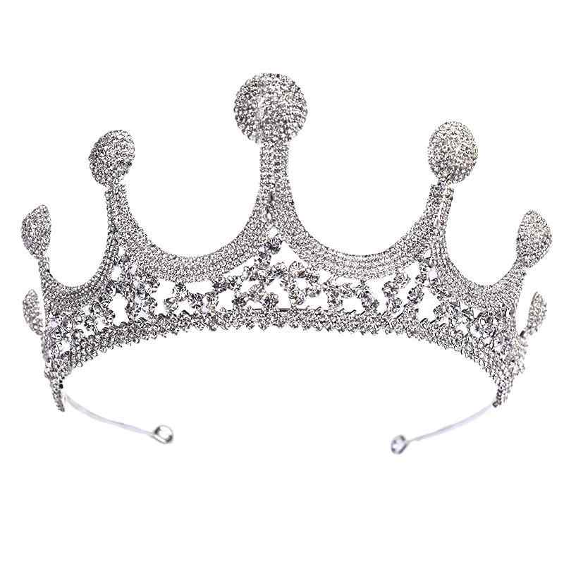 ティアラ レディース クラウン 王冠 ヘッドドレス ヘアアクセサリー 髪飾り ブライダル ウェディング 結婚式 披露宴 誕生日 ジルコニア クリスタル ラインストーン ビジュー 大ぶり 高級感 華やか 電気メッキ加工 韓国 白