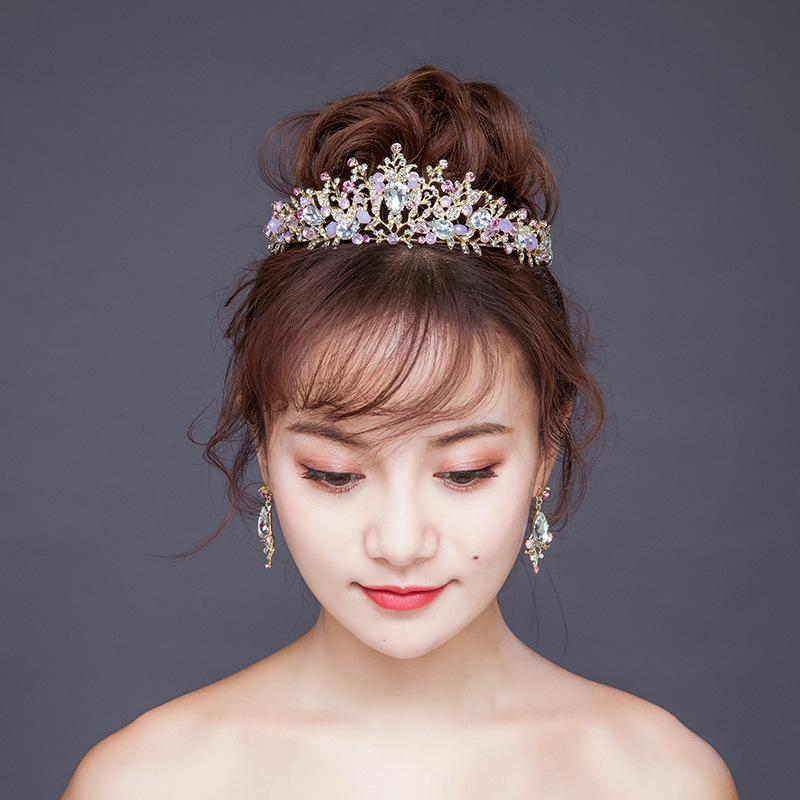 ティアラ レディース 結婚式 ウェディング パーティー ヘアアクセサリー クリスタル ヘッドドレス プリンセス 王冠 髪飾り 花嫁 フラワー キラキラ 韓国 かわいい 高級感 ゴールド シルバー ピンク ピアス イヤリング