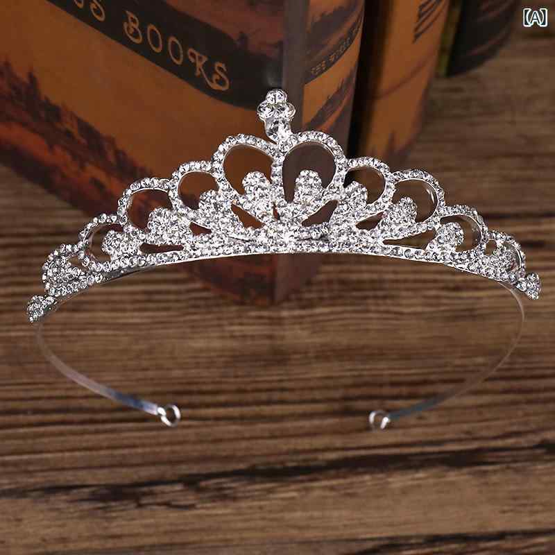 フロントップ楽天市場店の王冠 女の子 レディース ティアラ ヘアアクセサリー ヘッドドレス ラインストーン キラキラ 韓国 ホワイト 結婚式 発表会 パーティー 髪飾り 合金 電気メッキ加工 高級感 華やか かわいい オシャレ カチューシャ｜アングル2
