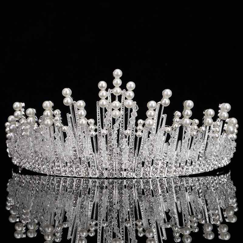 ティアラ レディース クラウン 髪飾り ヘアアクセサリー ヘッドドレス 王冠 ブライダル ウェディング 結婚式 披露宴 花嫁 パール クリスタル ビジュー フラワー 花 合金 シルバー ゴールド 華やか 高級感 エレガント かわいい