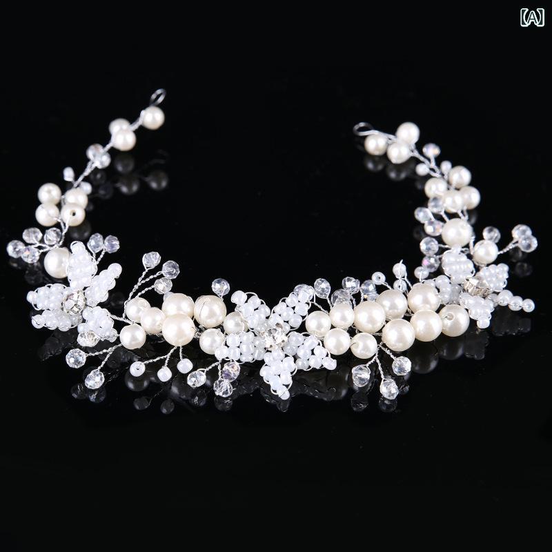 フロントップ楽天市場店のカチューシャ レディース ヘアバンド ヘッドドレス ヘアアクセサリー クリスタル 花 フラワー リボン ハンドメイド 韓国 エレガント 高級感 かわいい 白 金 結婚式 ウエディング ブライダル 秋冬｜アングル2