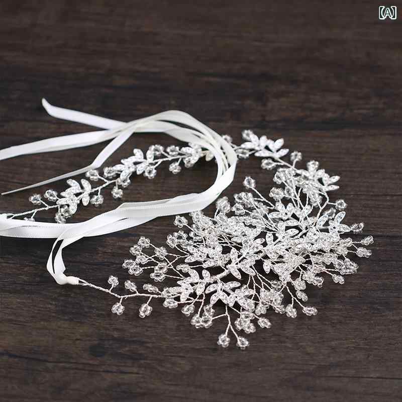 フロントップ楽天市場店のカチューシャ レディース ヘアバンド 髪飾り ヘッドドレス アクセサリー 結婚式 ブライダル パーティー クリスタル ビジュー フラワーモチーフ 合金 高級感 かわいい 韓国 華やか 上品 ホワイト ゴールド｜アングル2