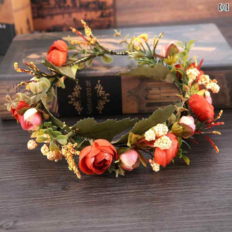 フロントップ楽天市場店の花冠 レディース ヘアアクセサリー ヘッドドレス 髪飾り 結婚式 リゾート フォトウェディング ブライダル 花嫁 ボタニカル ナチュラル 合金 フリンジ タッセル フラワー 春夏 ホワイト系 アイボリー 華やか かわいい｜アングル2