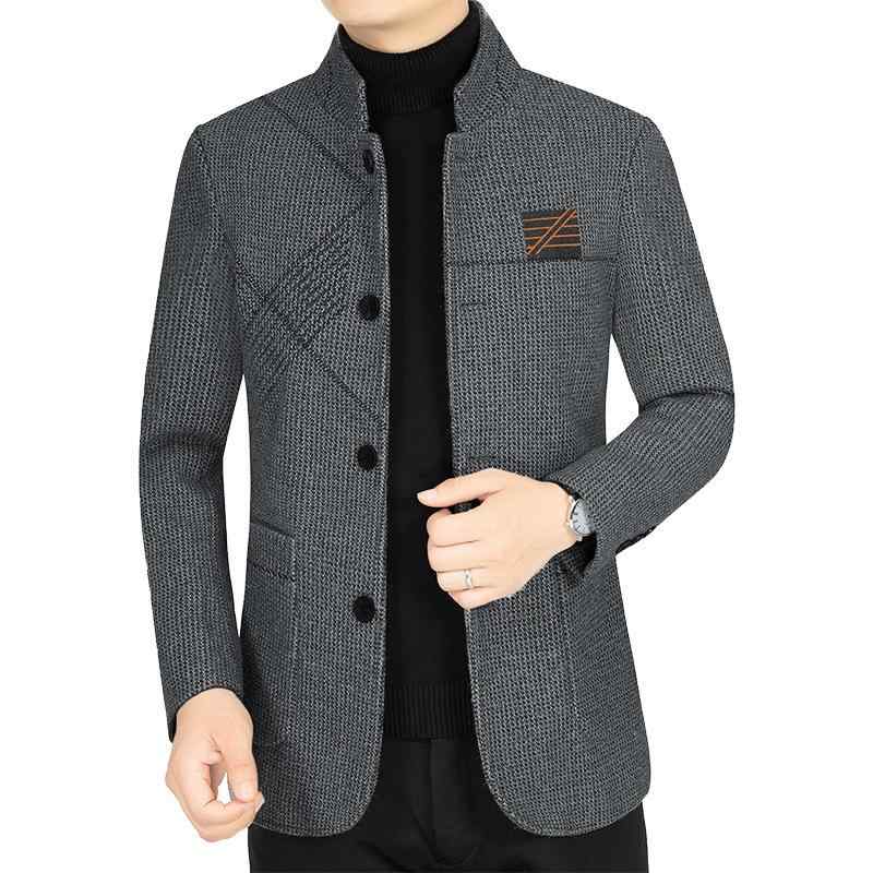 Jumper, Blouson - ジャケット メンズ アウター 秋冬 ウール混 ウール 暖かい 厚手 防寒 立ち襟 カジュアル ビジネス 紳士 お父さん 40代 ダークグレー コーヒー ライトグレー 防風 防汚 ボタン ポケット 普段使い 通勤 トップス 上着 高級感 メルトン