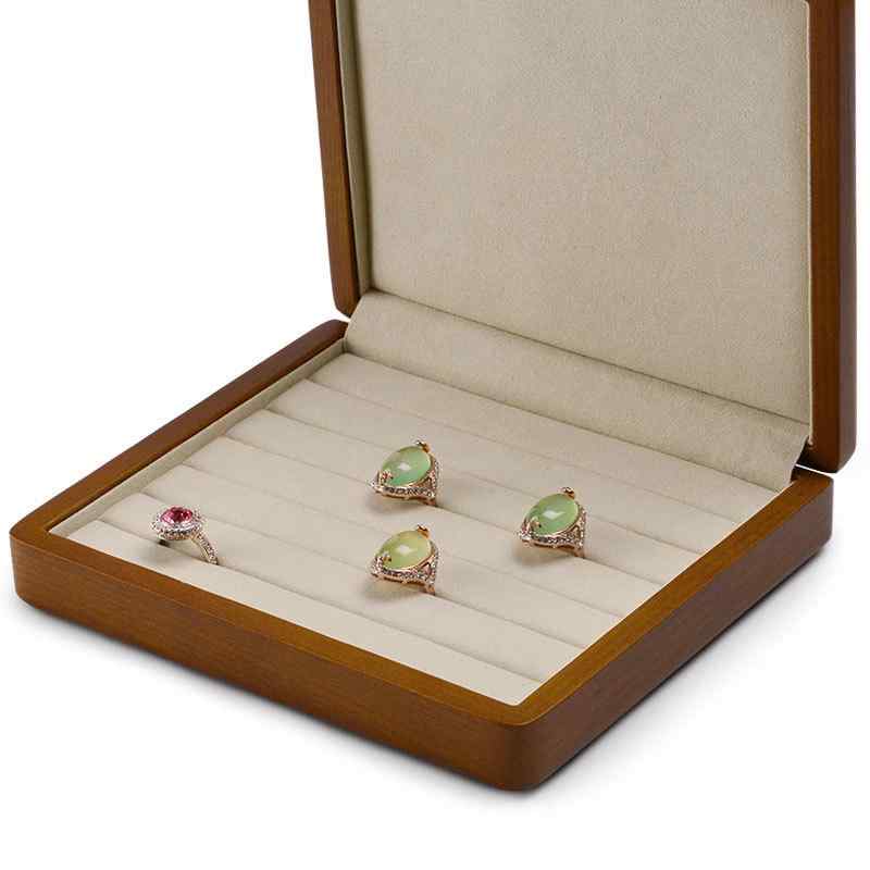 Accessories Cases - ジュエリーボックス レディース メンズ アクセサリーケース 木製 収納 指輪 ピアス ディスプレイ 展示用 プロ仕様 無地 アイボリー ダークグレー 北欧風 高級感 卓上 小物入れ マイクロファイバーレザー 仕切り ギフト