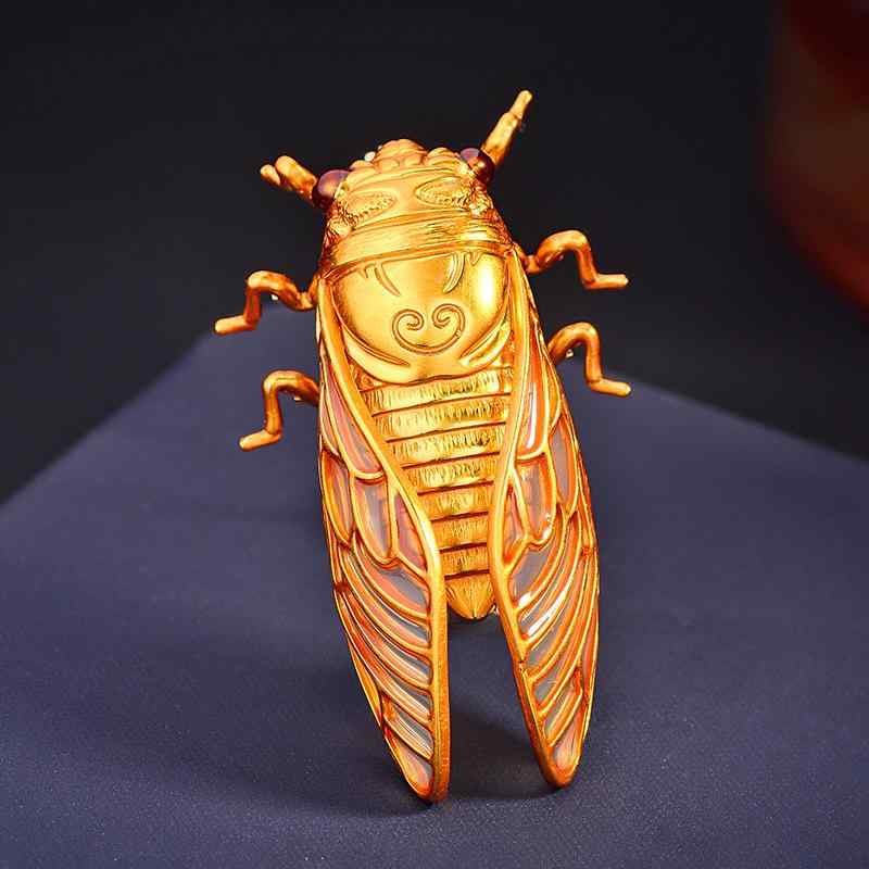 ブローチ レディース セミ 昆虫 金蝉 ピンバッジ アクセサリー 電気メッキ加工 ジ...