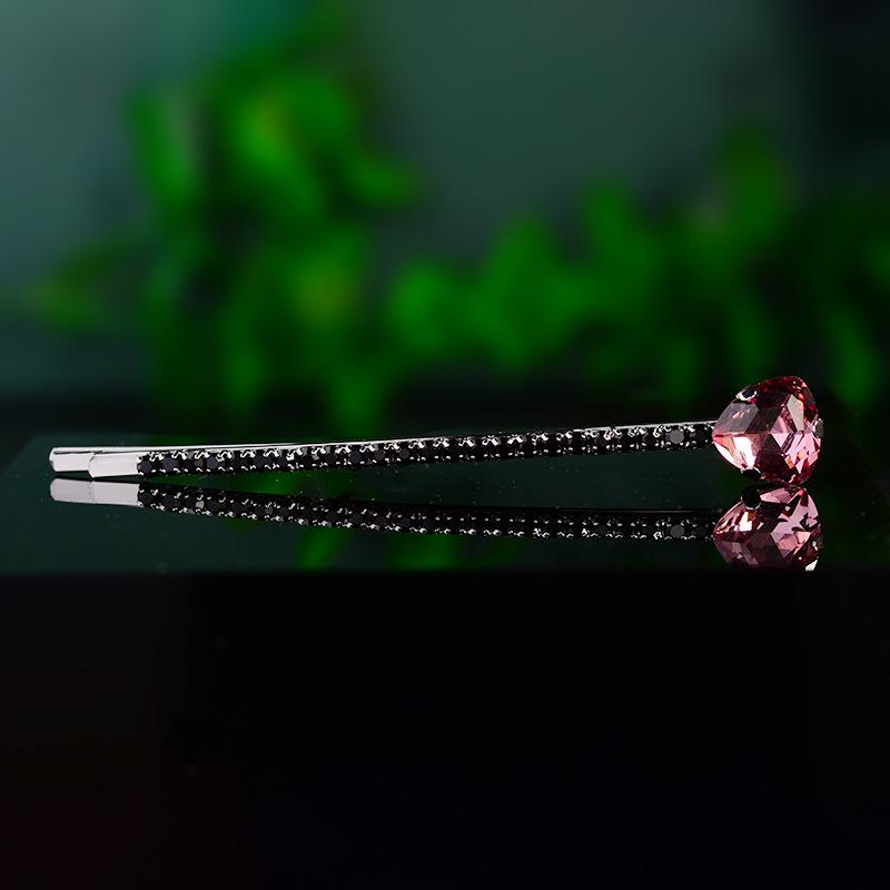 樂天商城 - ヘアクリップ レディース バレッタ ハート ストレート サイド 前髪 銅 電気メッキ加工 ラインストーン ジルコニア ビジュー 高級感 エレガント 通勤 オフィス カジュアル かわいい おしゃれ 紫 黄 緑 ギフト 華やか