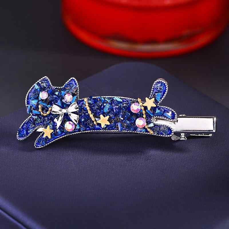 Other - ヘアクリップ レディース 猫 ねこ 髪留め 飾り ピン アクセサリー かわいい 高級感 クリエイティブ 前髪 サイド ダッカール ファッション 青 銅 電気メッキ加工 春夏 通勤 普段使い 上品 おしゃれ 大人 華やか