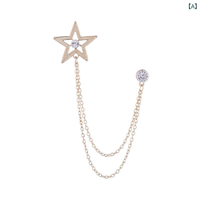 ブローチ メンズ レディース 星形 ラペルピン バッジ アクセサリー フリンジ ライ...