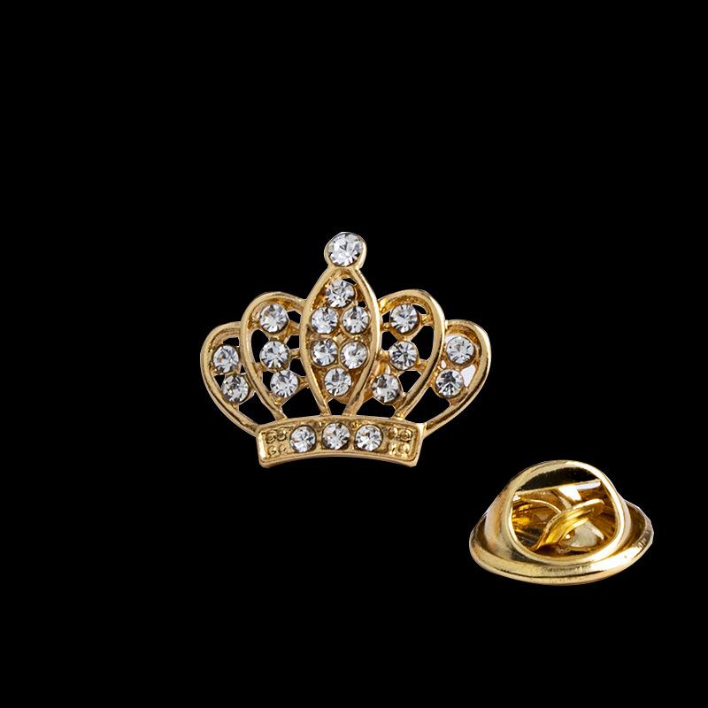 ブローチ メンズ レディース ラペルピン ピンバッジ 襟章 王冠 クラウン アクセサリー スーツ ジャケット シャツ 結婚式 披露宴 通勤 フォーマル おしゃれ 高級感 ジルコニア 合金 ゴールド シルバー オールシーズン