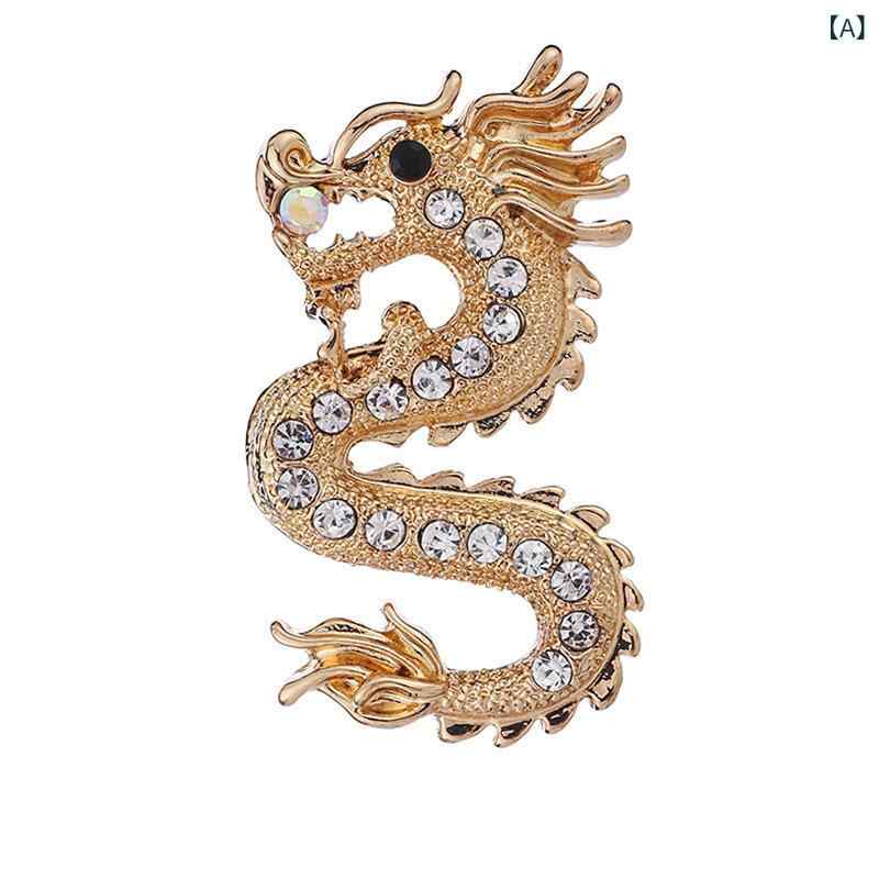 ブローチ メンズ レディース 龍 ドラゴン 中国風 ヴィンテージ風 バッジ 徽章 スー...
