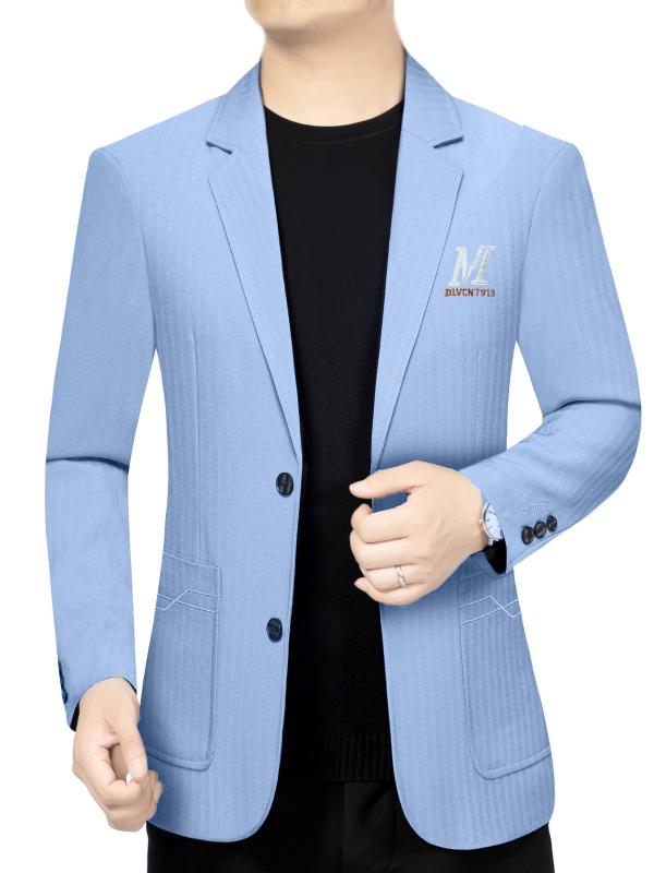 Rakuten - テーラードジャケット メンズ 春夏 ブレザー アウター ビジネス 通勤 カジュアル 30代 紳士服 長袖 襟 ボタン ポケット 通気性 防風 ポリエステル 配色 ブルー ブラウン グレー シンプル