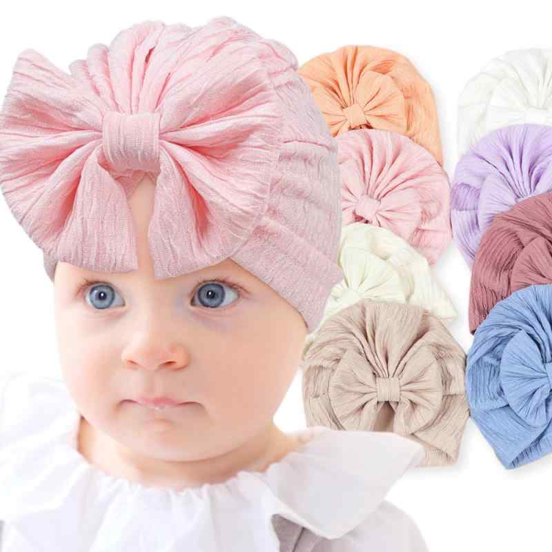 Hats - ベビーハット 赤ちゃん 男の子 女の子 ターバン インド帽 新生児 オールシーズン ジャガード リボン 蝶結び 無地 パール かわいい プリンセス 通気性 ポリエステル つばなし お出かけ ホワイト ピンク ブルー