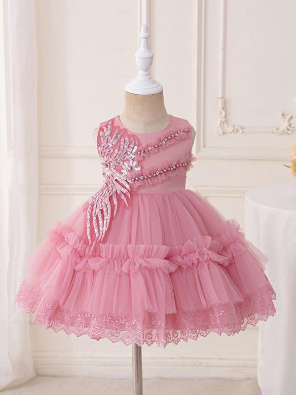 ドレス キッズ 女の子 ワンピース 子供服 発表会 結婚式 誕生日 レース フリル プリンセス お姫様 チュール ポリエステル素材 オールシーズン ピンク シャンパン ホワイト かわいい 高級感 フォーマル ピアノ 上品 frontop-13367340 フロントップ楽天市場店 パッケージ画像
