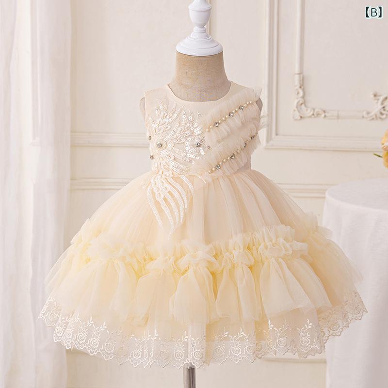 ドレス キッズ 女の子 ワンピース 子供服 発表会 結婚式 誕生日 レース フリル プリンセス お姫様 チュール ポリエステル素材 オールシーズン ピンク シャンパン ホワイト かわいい 高級感 フォーマル ピアノ 上品 frontop-13367340 フロントップ楽天市場店 サンプル画像3