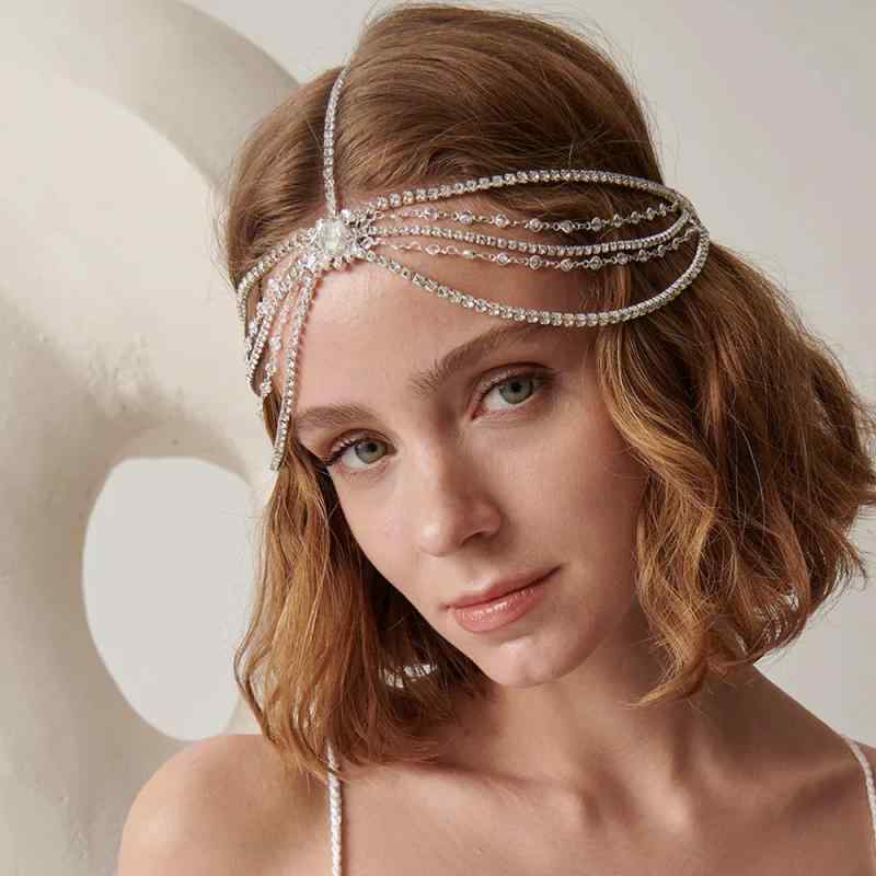 ヘアアクセサリー レディース 額チェーン 髪飾り ヘッドドレス ボヘミアン エスニ...