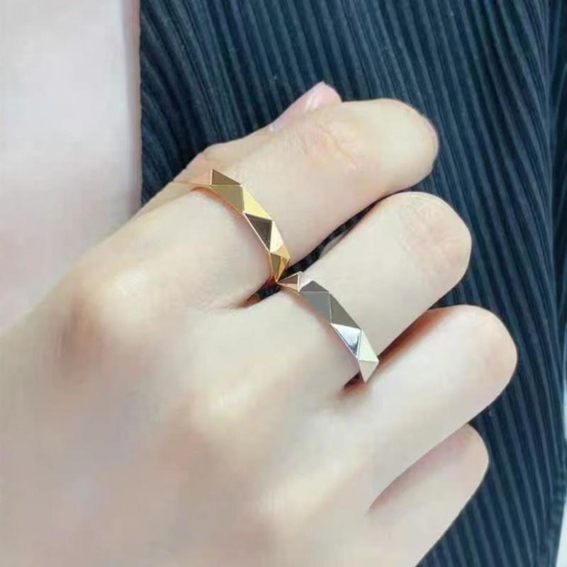 Other , Materials - 指輪 リング メンズ レディース チタン鋼 ステンレス ひし形 三角形 幾何学 ジルコニアカット つや消し マット加工 モード系 シンプル 高級感 個性的 普段使い カジュアル アクセサリー シルバー ゴールド 銀