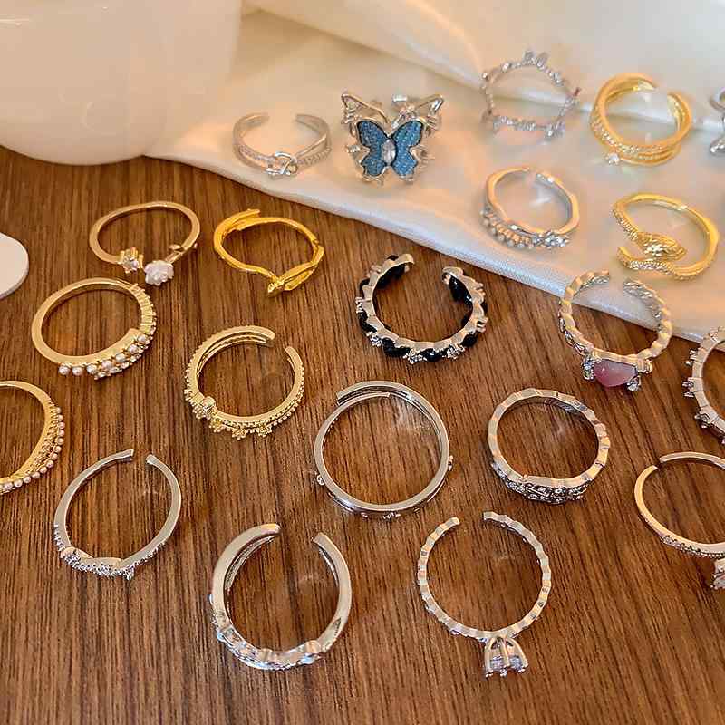 Other , Materials - 指輪 レディース ファッションリング アクセサリー 高級感 オープンリング フリーサイズ 幾何学 銅 電気メッキ加工 欧米風 通勤 普段使い シルバー ゴールド グリーン 春夏 シンプル エレガント