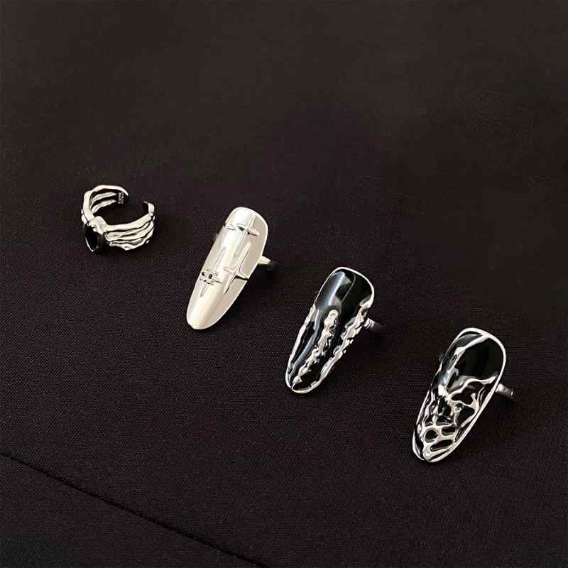 Other - 指輪 レディース ネイルリング セット アクセサリー パンク 欧米風 クリエイティブ オープンタイプ ダーク 個性的 エレガント ギャル 地雷系 亜鉛合金 電気メッキ加工 オールシーズン 普段使い