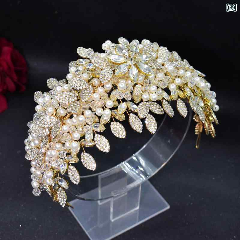 ヘッドドレス レディース 髪飾り ヘアアクセサリー カチューシャ ピアス ハンドメイド クリスタル 水晶 パール ラインストーン 結婚式 ブライダル ウェディング 花 フラワー 華やか シルバー ゴールド 上品 3