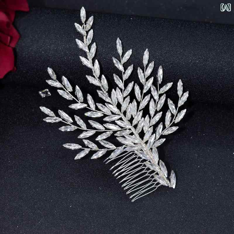 ヘアアクセサリー レディース ヘッドドレス 髪飾り コーム クリップ 花嫁 欧米風 ラインストーン クリスタル ビジュー 華やか 高級感 上品 シルバー ゴールド 結婚式 披露宴 パーティー ドレス セット 2