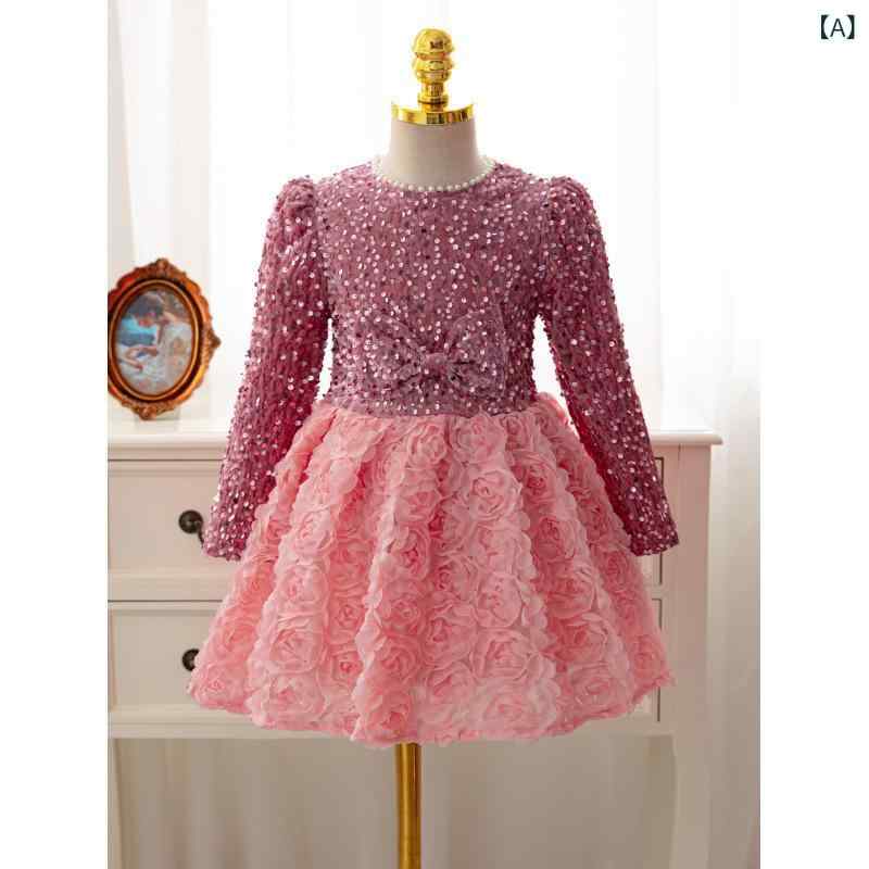 ワンピース 女の子 ドレス プリンセス 高級感 秋冬 発表会 結婚式 誕生日 フォーマル 子供服 キッズ かわいい 上品 おしゃれ ステージ衣装 ピアノ チュール チュチュ ポリエステル 3歳-8歳 華やか エレガント frontop-13367279 フロントップ楽天市場店 サンプル画像2