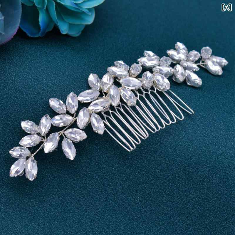 ヘアアクセサリー レディース コーム ハンドメイド ラインストーン ビジュー 髪飾...