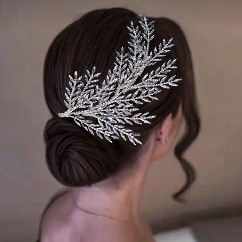 ヘアアクセサリー レディース ブライダル ウェディング 結婚式 披露宴 パーティー ヘッドドレス 髪飾り リーフ ラインストーン ビジュー フラワー 蝶 ハンドメイド ワイヤー ティアラ ゴールド シルバー フォーマル 上品 小花