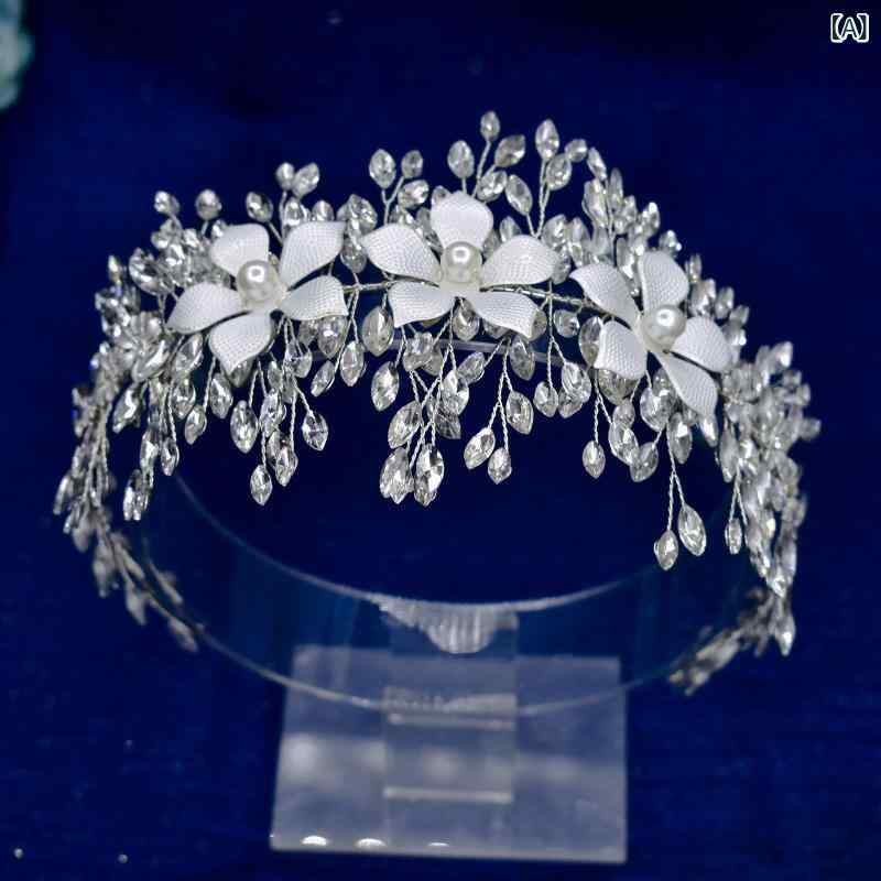 ヘアアクセサリー レディース カチューシャ ヘアバンド ヘッドドレス 髪飾り ブライダル ウェディング 結婚式 披露宴 花嫁 パーティー 花 フラワー ラインストーン ビジュー パール クリスタル シルバー ハンドメイド 春夏 2