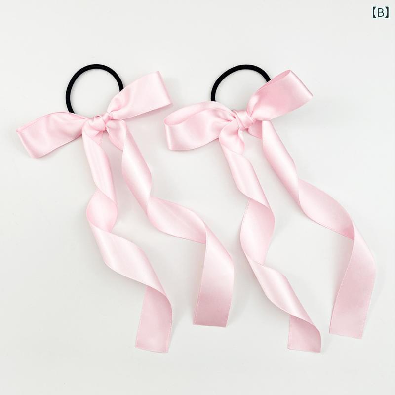 ヘアゴム レディース 女の子 ちょう結び リボン ロング 揺れる ハンドメイド 韓国 ...
