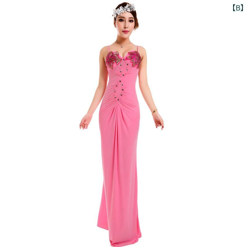 フロントップ楽天市場店のロングワンピース レディース パーティードレス セクシー ベアトップ ノースリーブ フリル ラッフル 結婚式 二次会 キャバ 秋冬 高級感 ピンク ピーチ ポリエステル コットン 綿｜アングル3