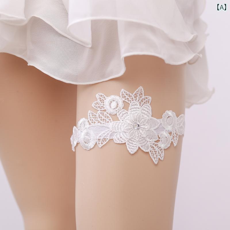 フロントップ楽天市場店のガーターベルト レディース ウェディング ブライダル 結婚式 レッグリング 花嫁 アクセサリー 海外風 欧米 アイボリー ホワイト系 レース 華やか ドレス小物 清楚 エレガント 上品 フェミニン 高級感｜アングル2