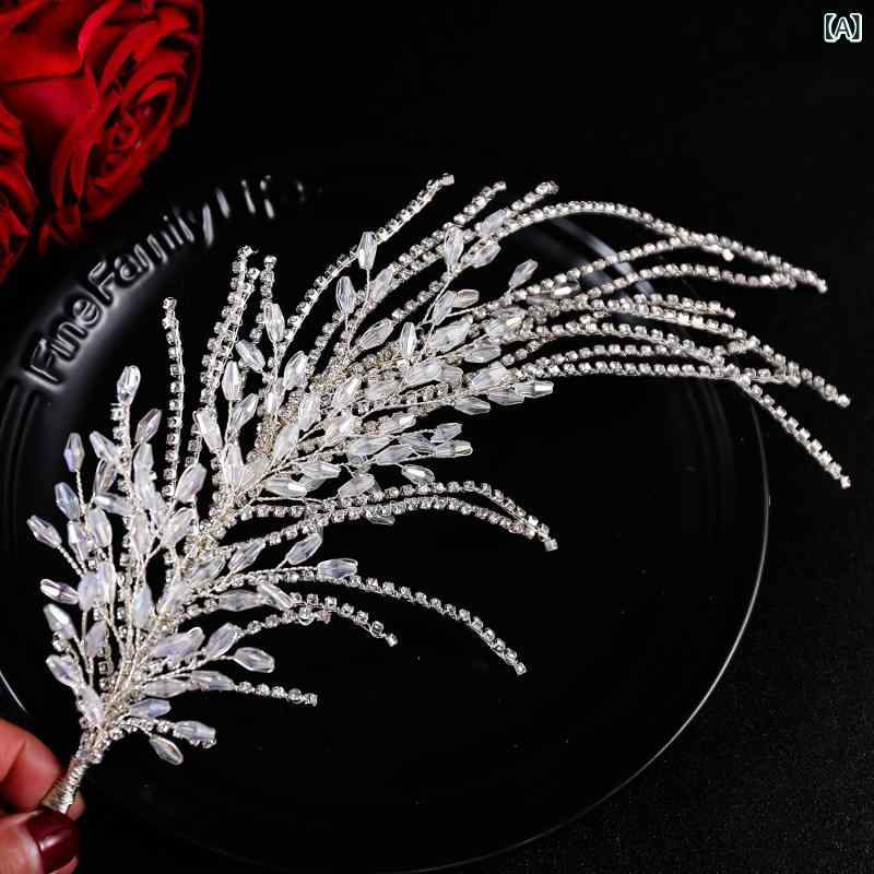 カチューシャ レディース ヘアバンド ヘッドドレス 髪飾り ヘアアクセサリー 結婚式 ブライダル 写真撮影 クリスタル ビジュー ラインストーン シルバー 手編み ハンドメイド 花 フラワー モチーフ 上品 高級感 華やか 欧米風 春夏 かわいい おしゃれ 2