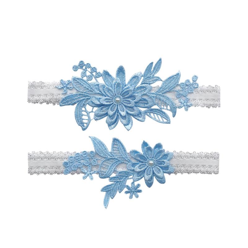Garter Belt - ガーター レディース ウェディング ブライダル 花柄 フラワーモチーフ 蝶々 バタフライ 結婚式 披露宴 パーティー 足飾り アクセサリー かわいい フェミニン エレガント 高級感 布製 ストレッチ素材 伸縮性 欧米風 ライトブルー ホワイト ピンク