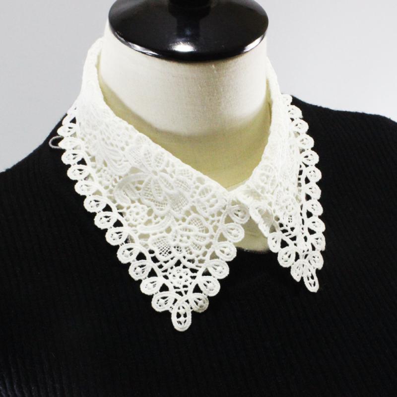付け襟 レディース シフォン レース 刺繍 透かし彫り 重ね着 レイヤード ブラウス風 ホワイト フォーマル カジュアル 通勤 普段使い おしゃれ かわいい オールシーズン 高級感 大人