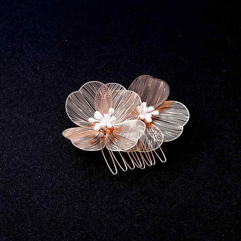 Corsages - ヘアコーム レディース 結婚式 ブライダル ウェディング 韓国 髪飾り ヘッドドレス ハンドメイド 華やか 上品 バロック調 ヴィンテージ風 レトロ フラワー 花 合金 ラインストーン ゴールド シルバー