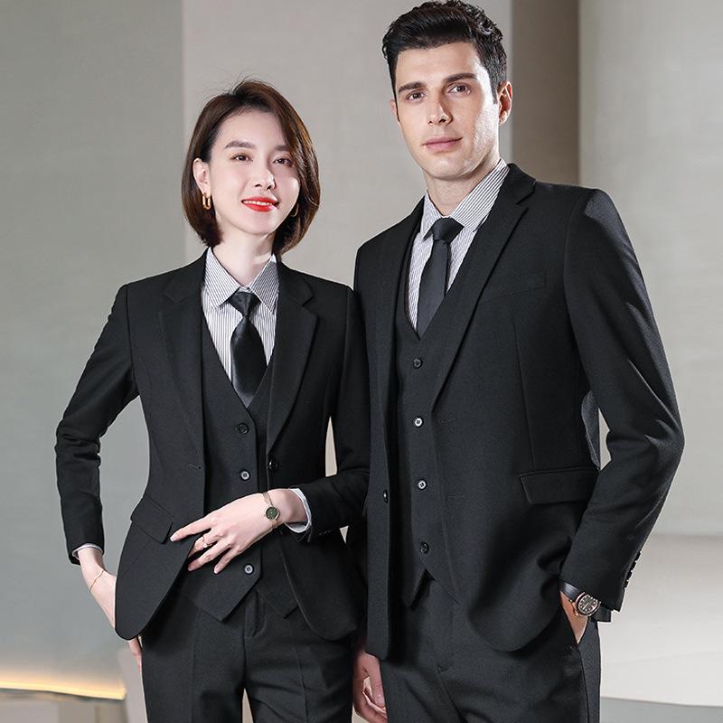 乐天商城 - スーツ セットアップ メンズ レディース 秋冬 ビジネス 事務服 制服 接客 ユニフォーム 上下セット ジャケット パンツ スカート ポリエステル レーヨン ブラック ブルー 高級感 ポケット ボタン 無地