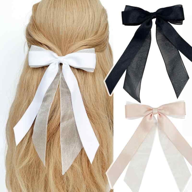 ・カテゴリ: ヘアアクセサリー・素材: チュール・タイプ: リボンヘアクリップ・クリップの種類: ダッカールクリップ・加工工程: ハンドメイド・: リボン・スタイル: エレガント、ファッション、通勤・カラー展開: ブラック、ホワイト、ピンク・対象: レディース
