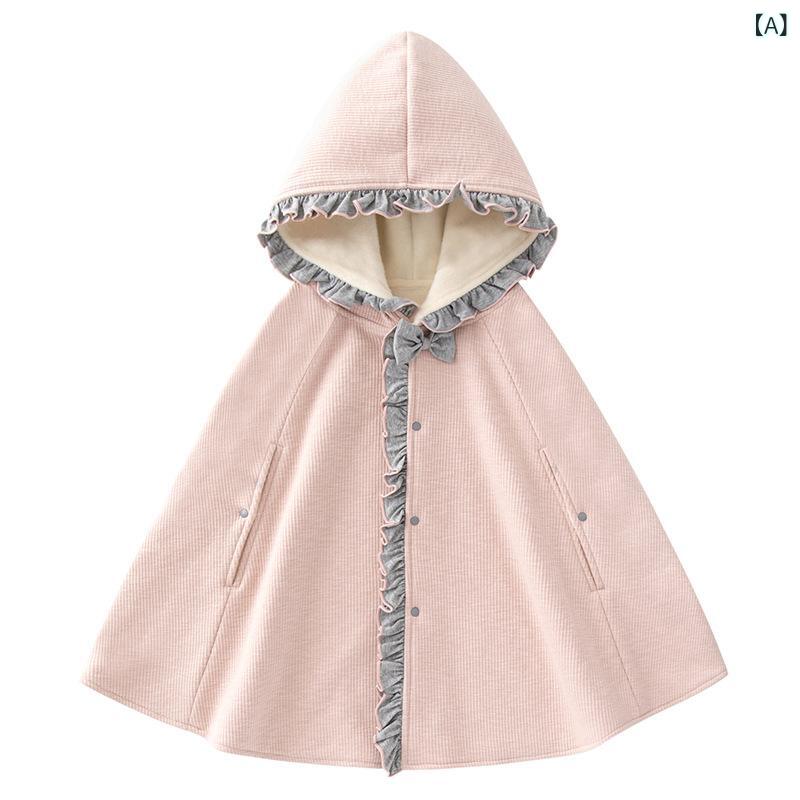 ポンチョ キッズ ベビー 女の子 秋冬 厚手 フード ケープ マント アウター 子供服 ...