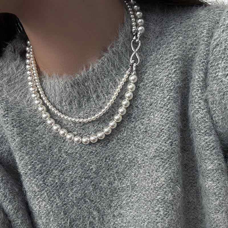 Red Coral - ネックレス レディース 2連 パール パール 2ウェイ ロングタイプ 高級感 アクセサリー ホワイト 春夏 フェミニン 上品 華やか ペンダント ジュエリー パーティー フォーマル 普段使い カジュアル ハンドメイド