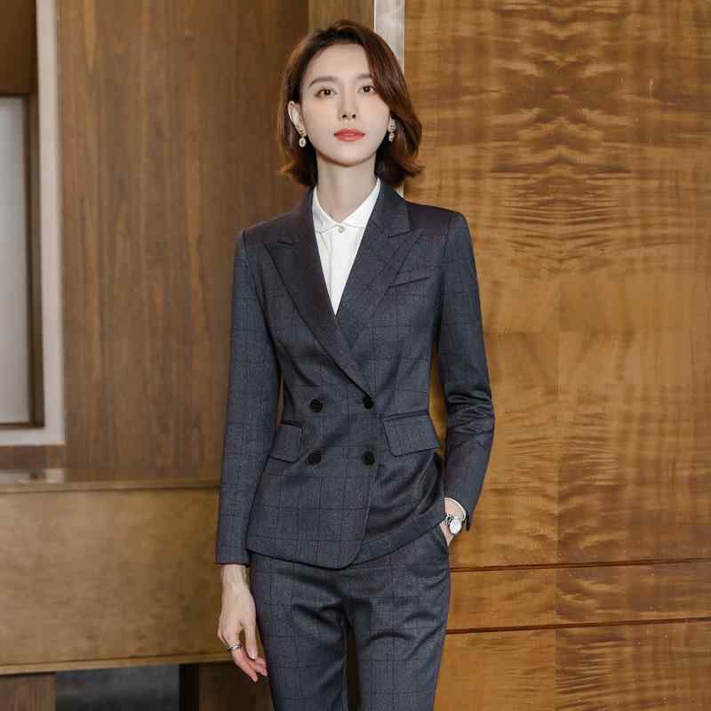 セットアップ レディース 秋冬 パンツスーツ ジャケット テーラード 通勤 仕事用 事務服 チェック柄 40代 襟 ボタン ポケット ポリエステル レーヨン グレー ブルー ブラック きれいめ フォーマル frontop-13378221 フロントップ楽天市場店 パッケージ画像