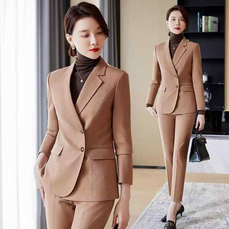 セットアップ レディース テーラードジャケット パンツスーツ 春秋 通勤 オフィス 接客 事務服 高級感 無地 ロング丈 長袖 エレガント ..