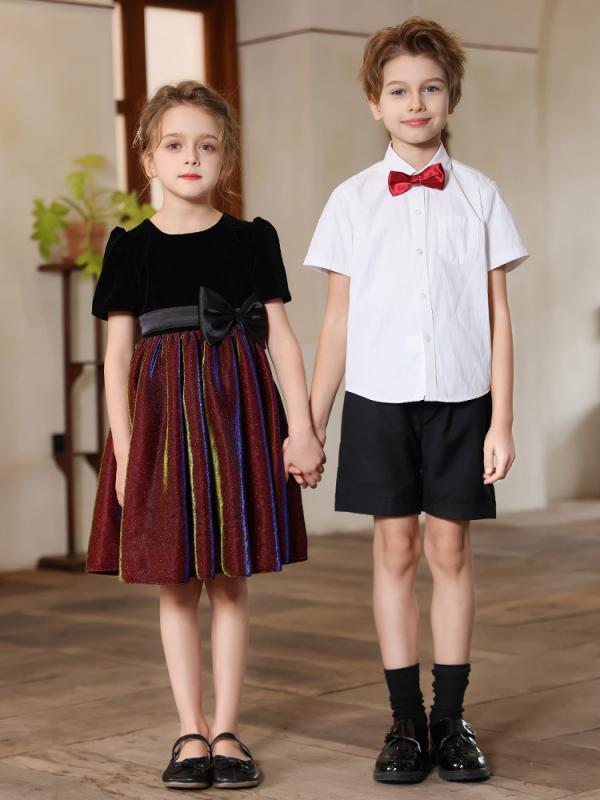 Suits, Tuxedos （Boys） - セットアップ 男の子 女の子 キッズ 子供 合唱 発表会 舞台衣装 フォーマル 3点 半袖 ポリエステル サージ素材 柔らかい 高級感 ストレッチ 通気性 オールシーズン 小学生 110-180cm